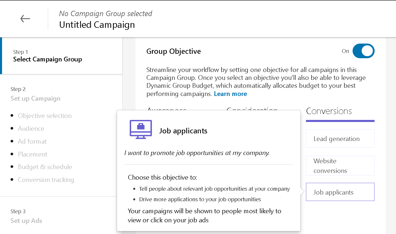 You can theoretically create a LinkedIn job ad.