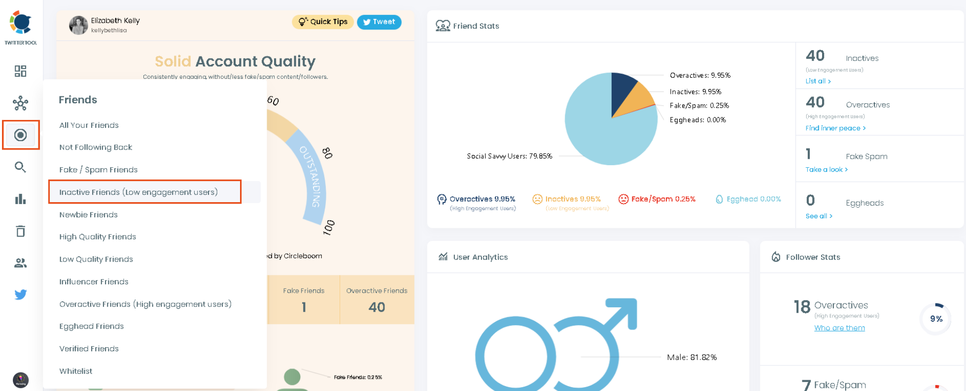Circleboom lets you see the inactive Twitter accounts.