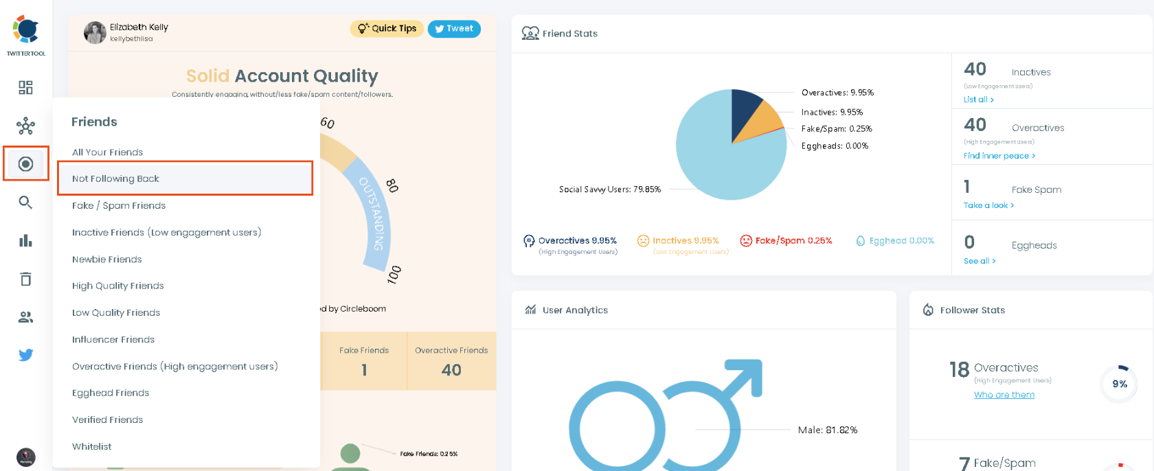 You can see who is not following you back on Twitter with Circleboom.