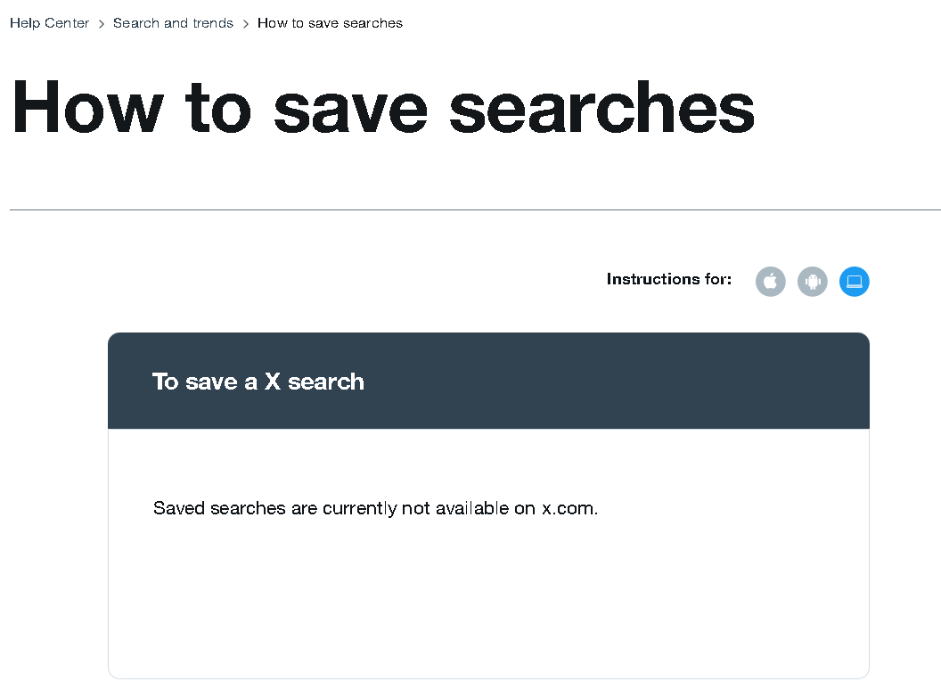 save searches on X