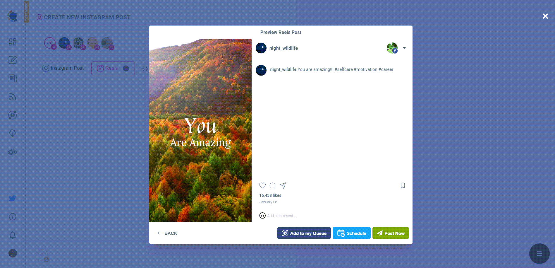 You can schedule reels on Facebook or post them right on with Circleboom.