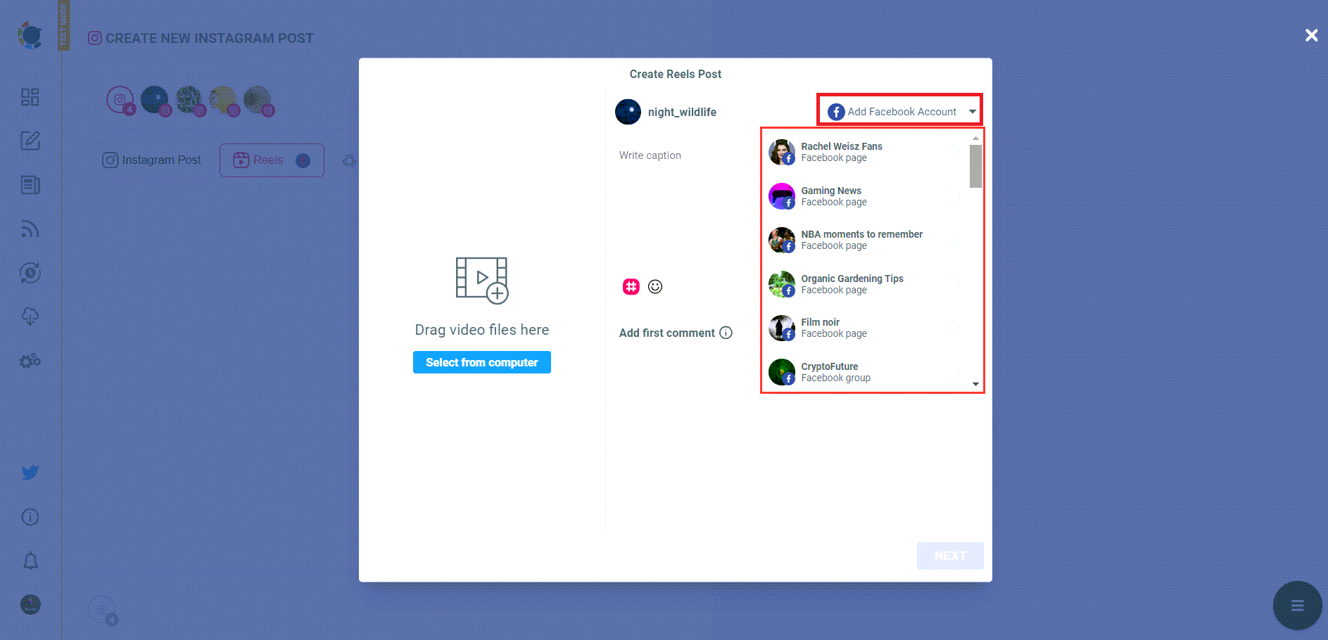 You can schedule reels on Facebook for more than one Facebook account.