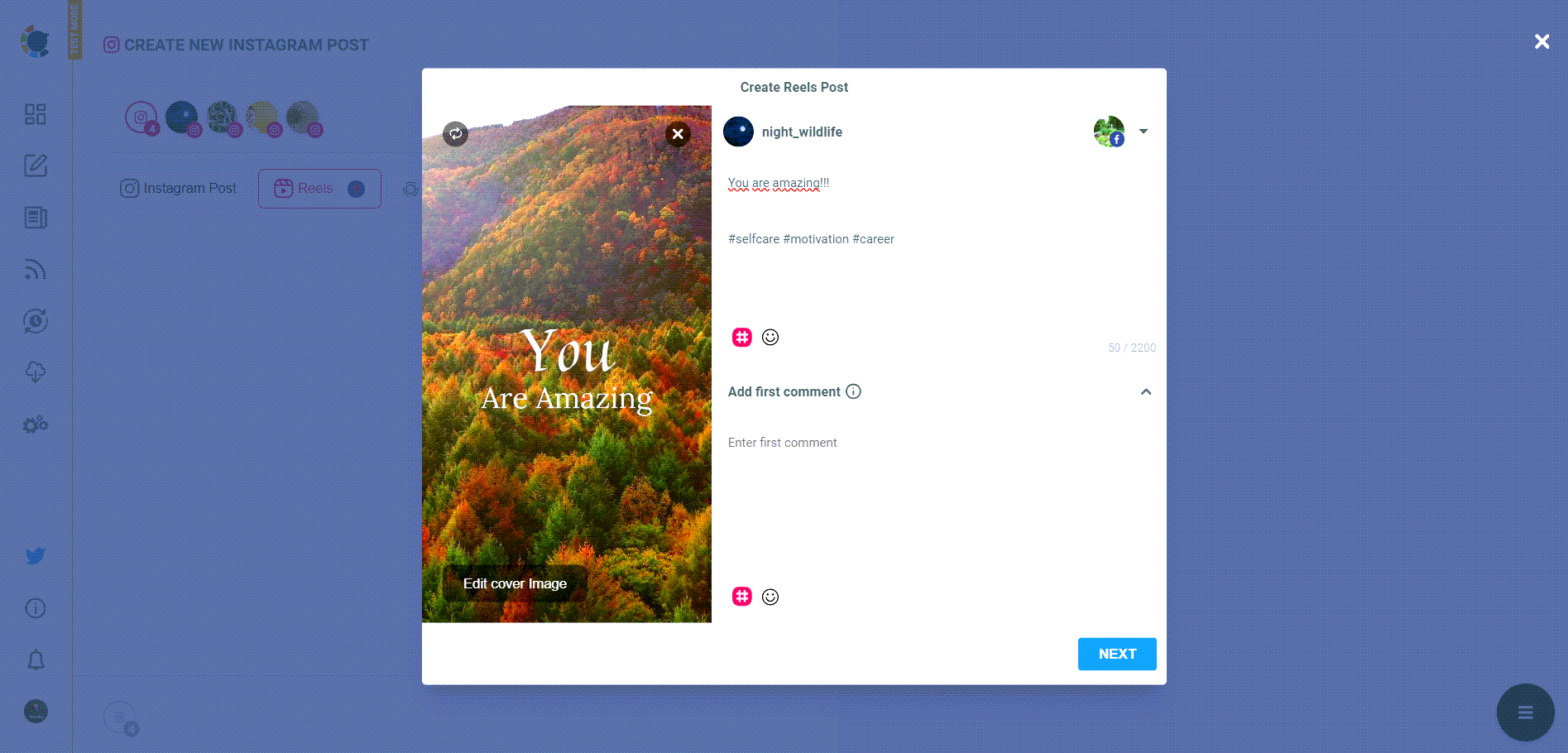 Enrich your Facebook reels with captions and hashtags.