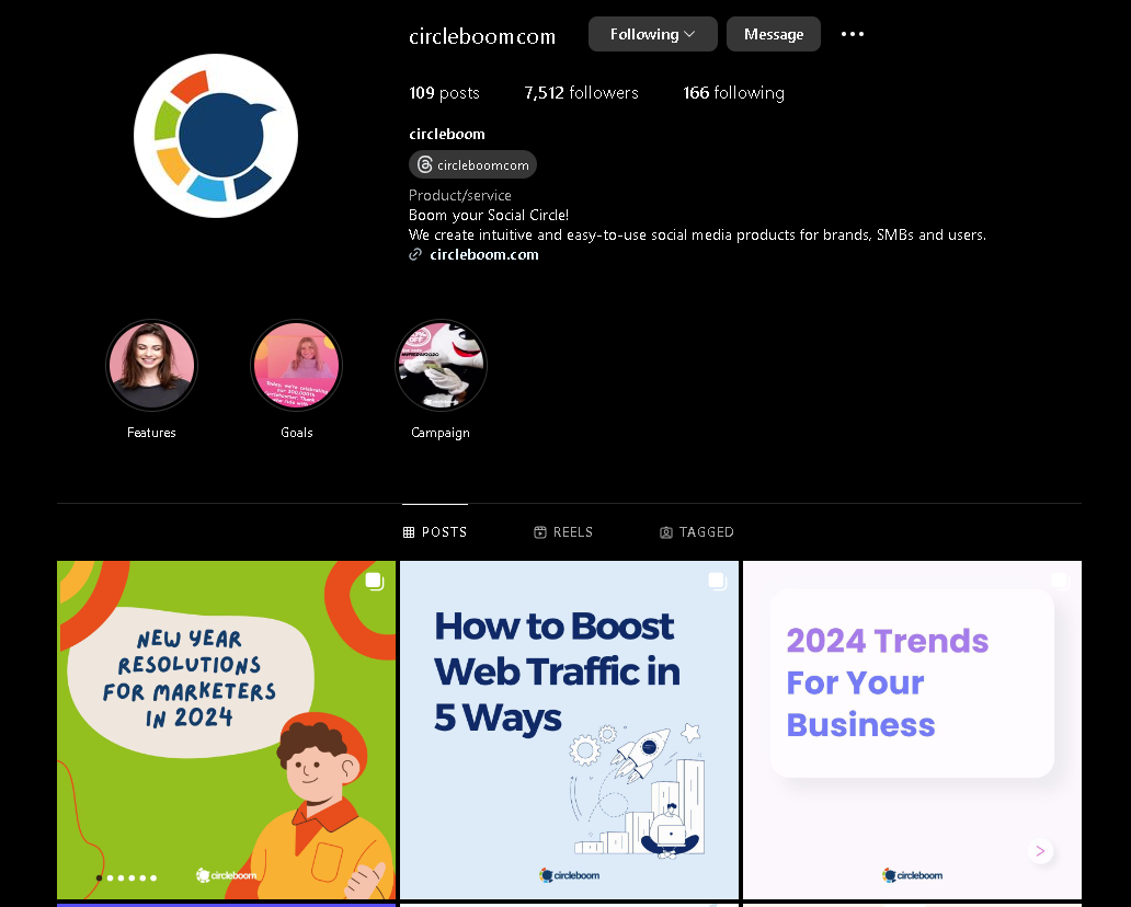 Circleboom's Instagram follow ratio is over 45.