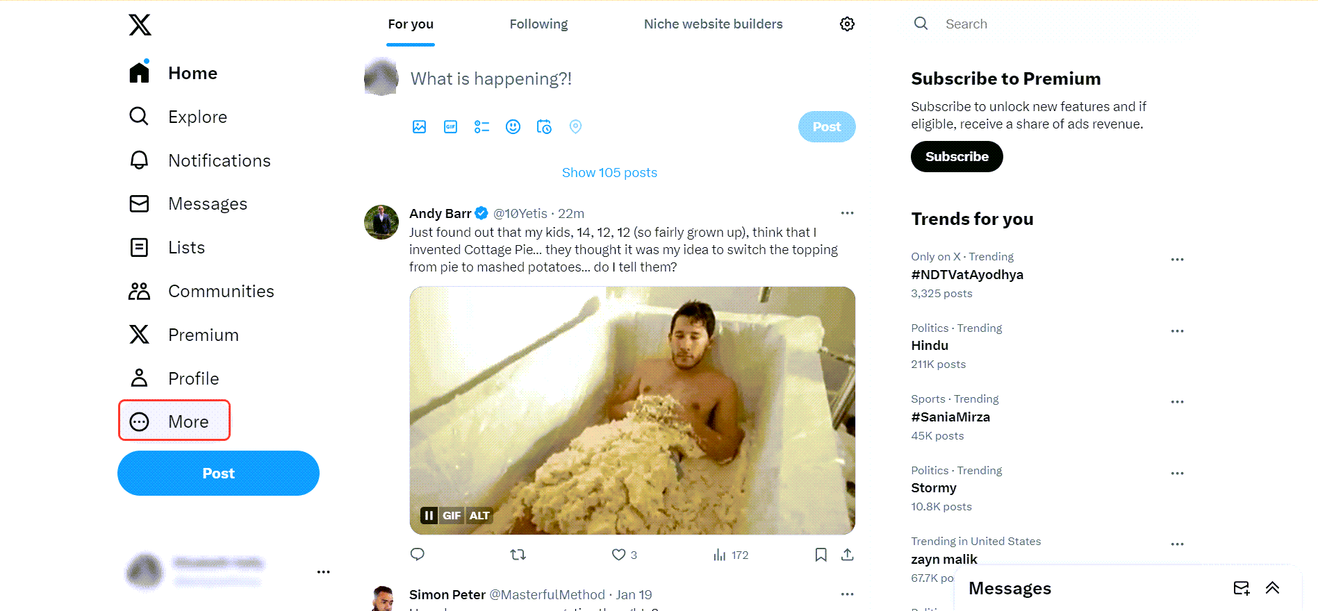 "More" button on the left.