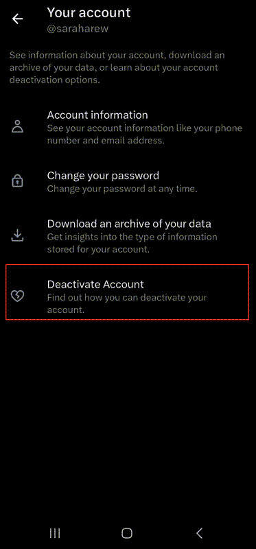 "Deactivate Account"