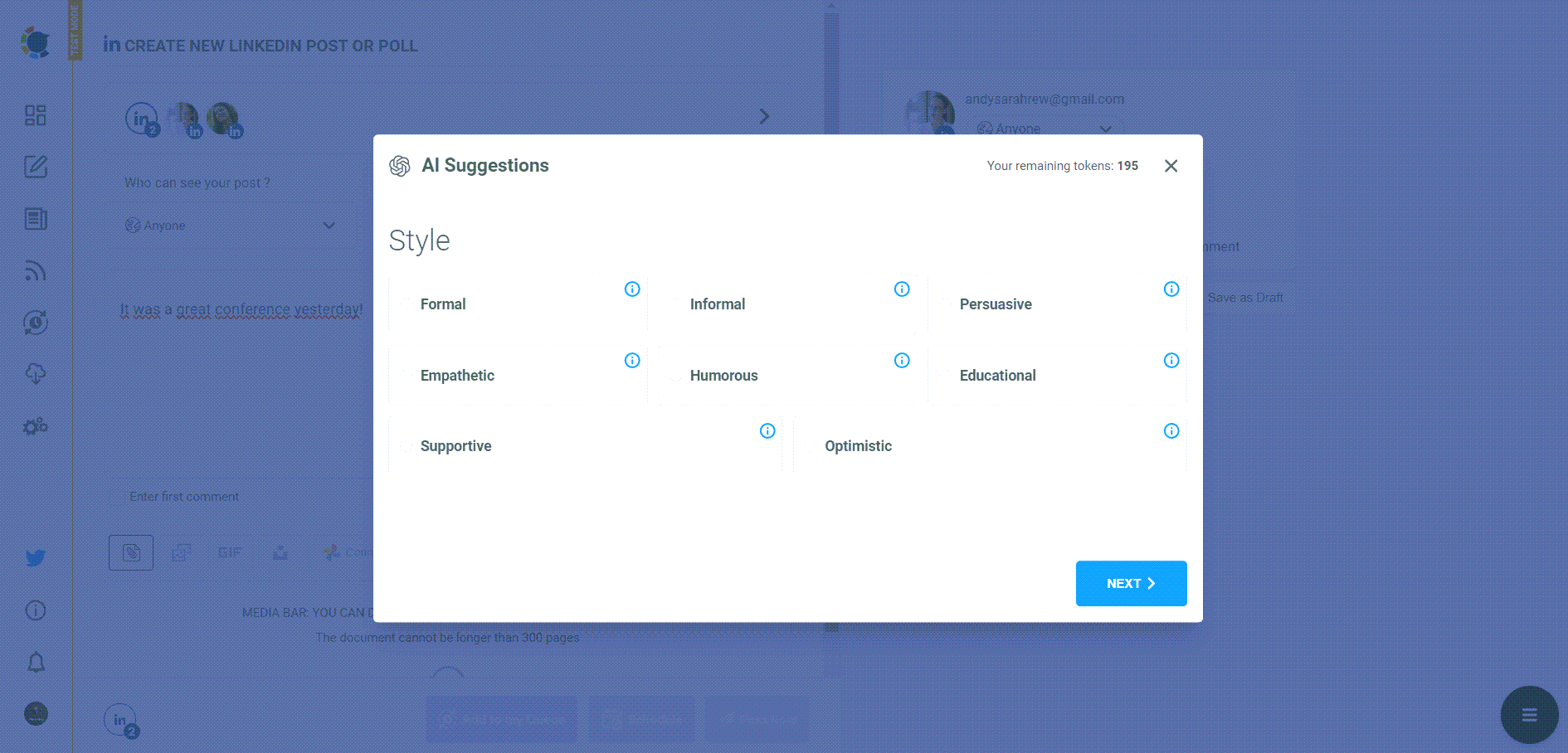AI Tool for LinkedIn Post Writing