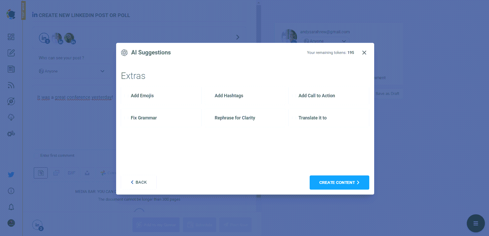 Using Circleboom LinkedIn Post Creator