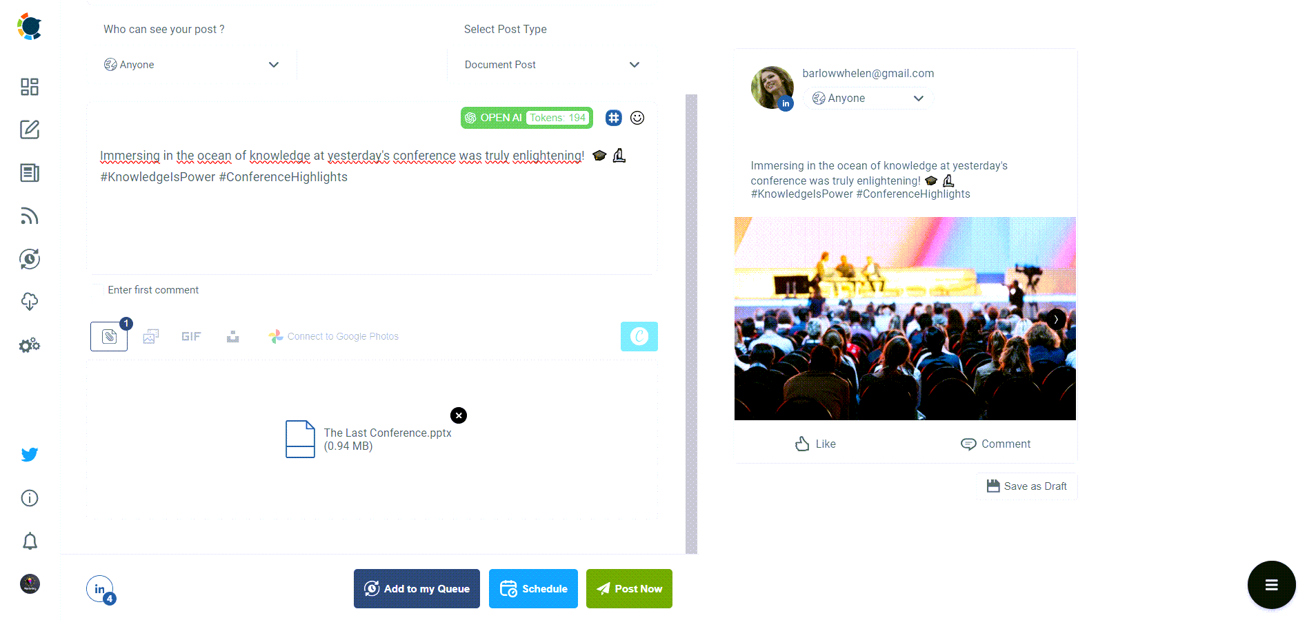 Post PowerPoint slides on LinkedIn
