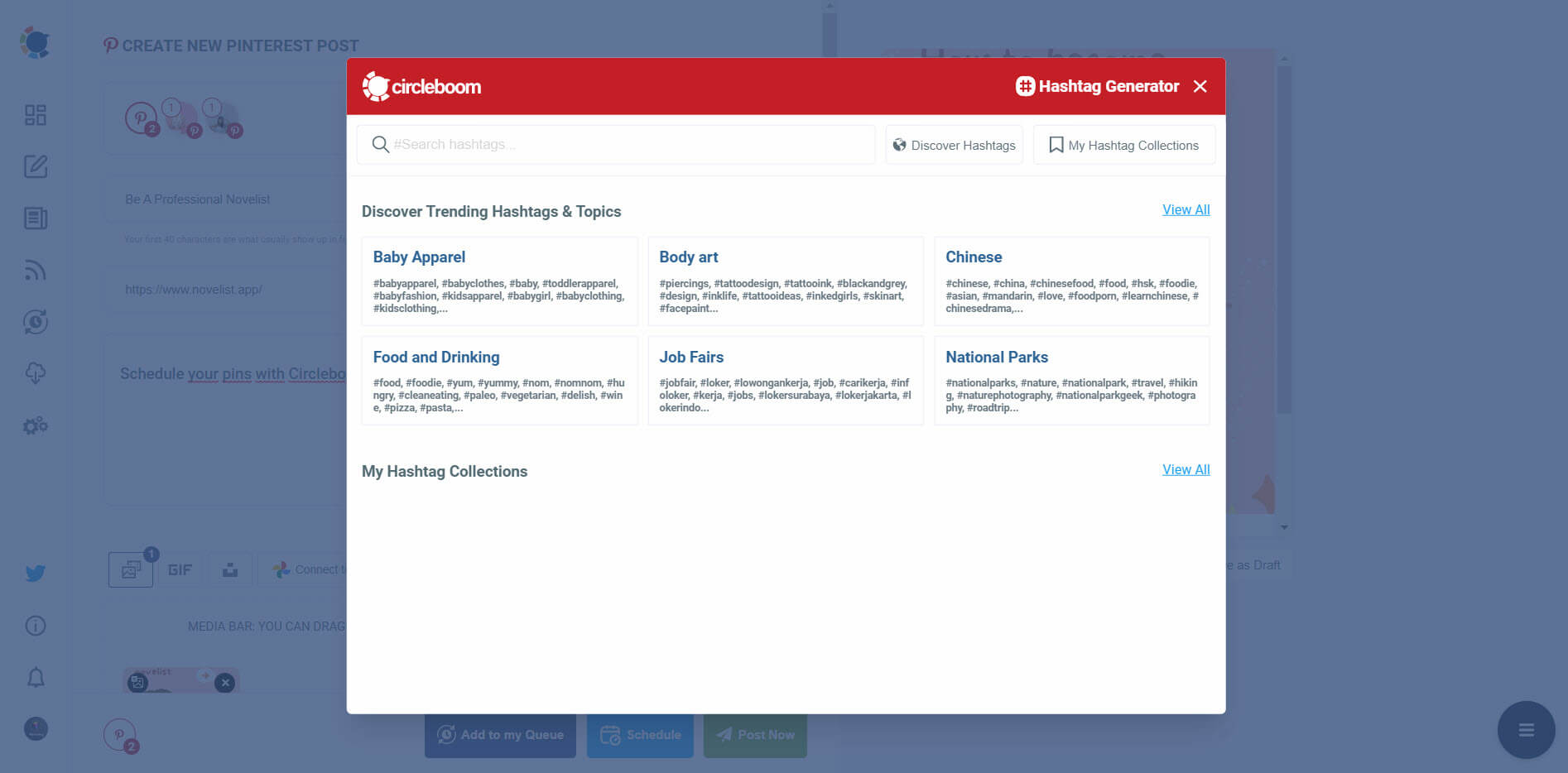 Empower your Pinterest automation with the best hashtags.