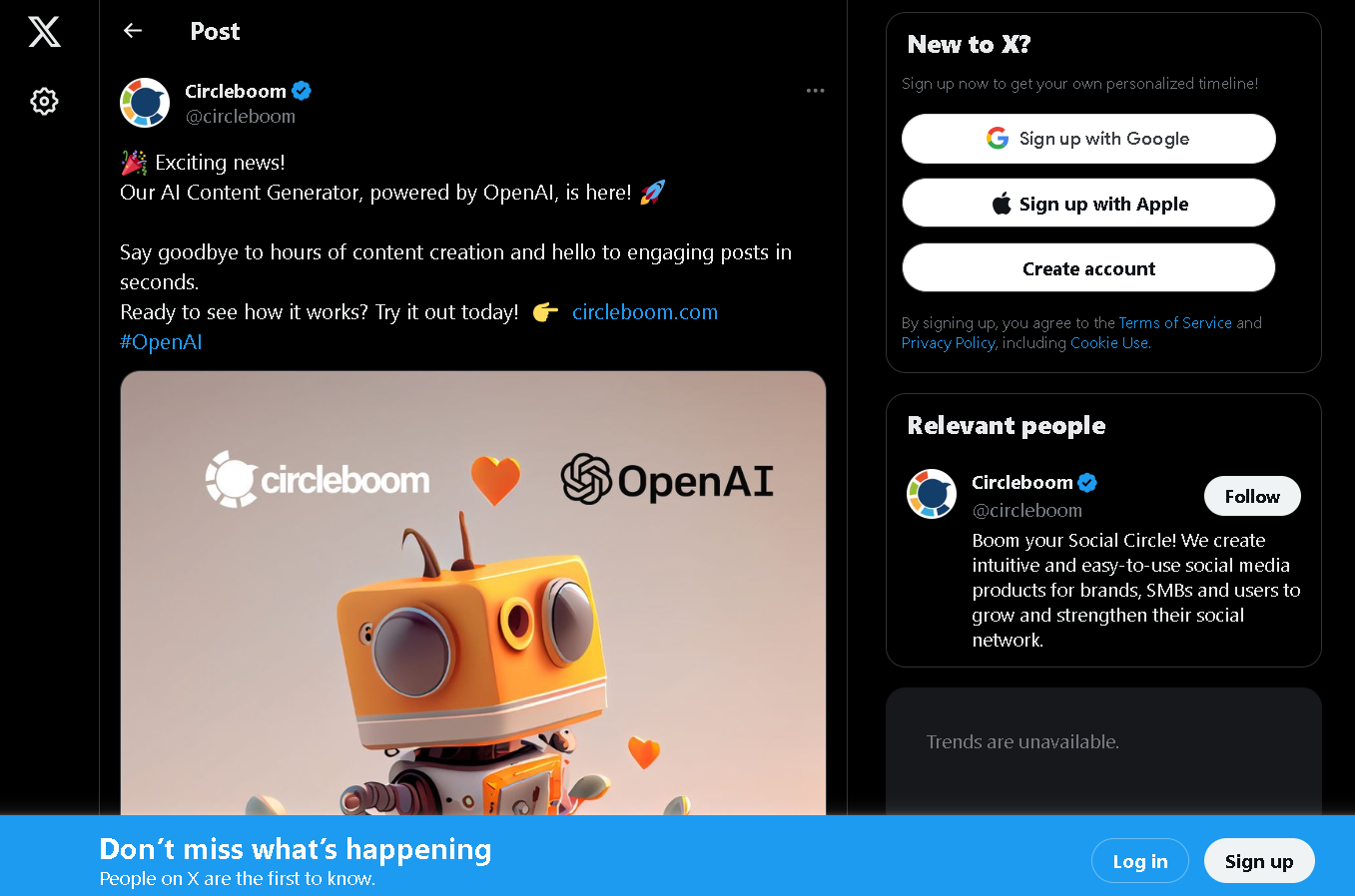 You can see public tweets without a Twitter account.