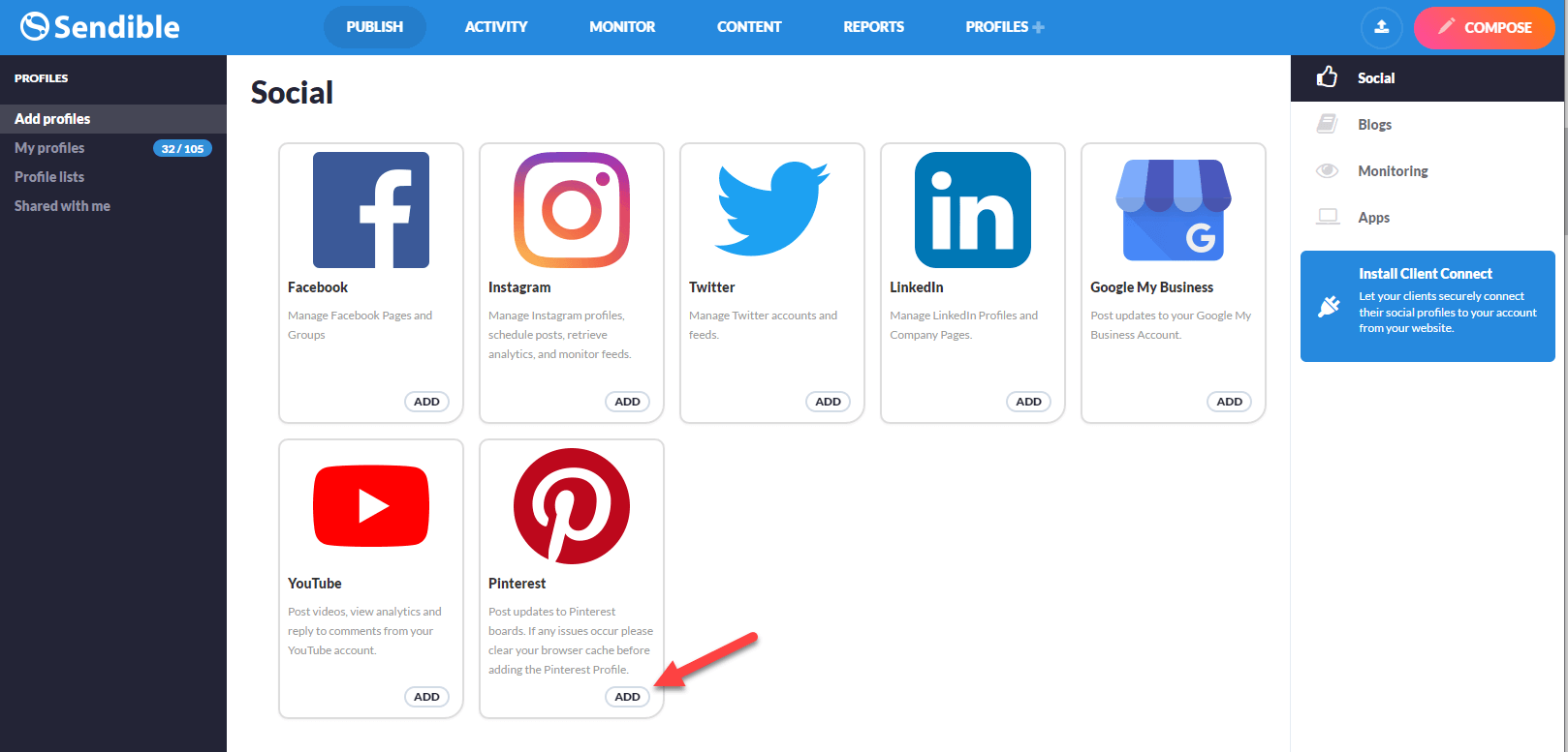Pinterest automation is possible with Sendible.