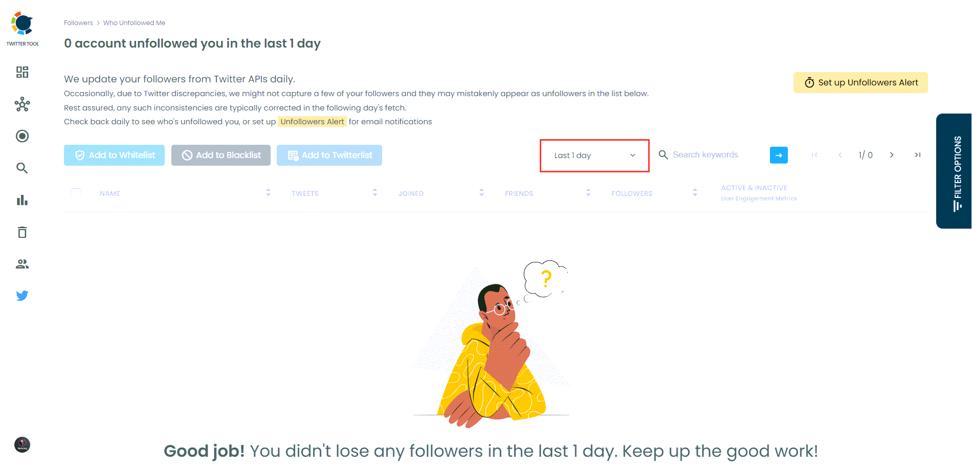 0 account unfollowed you in the last 1 day