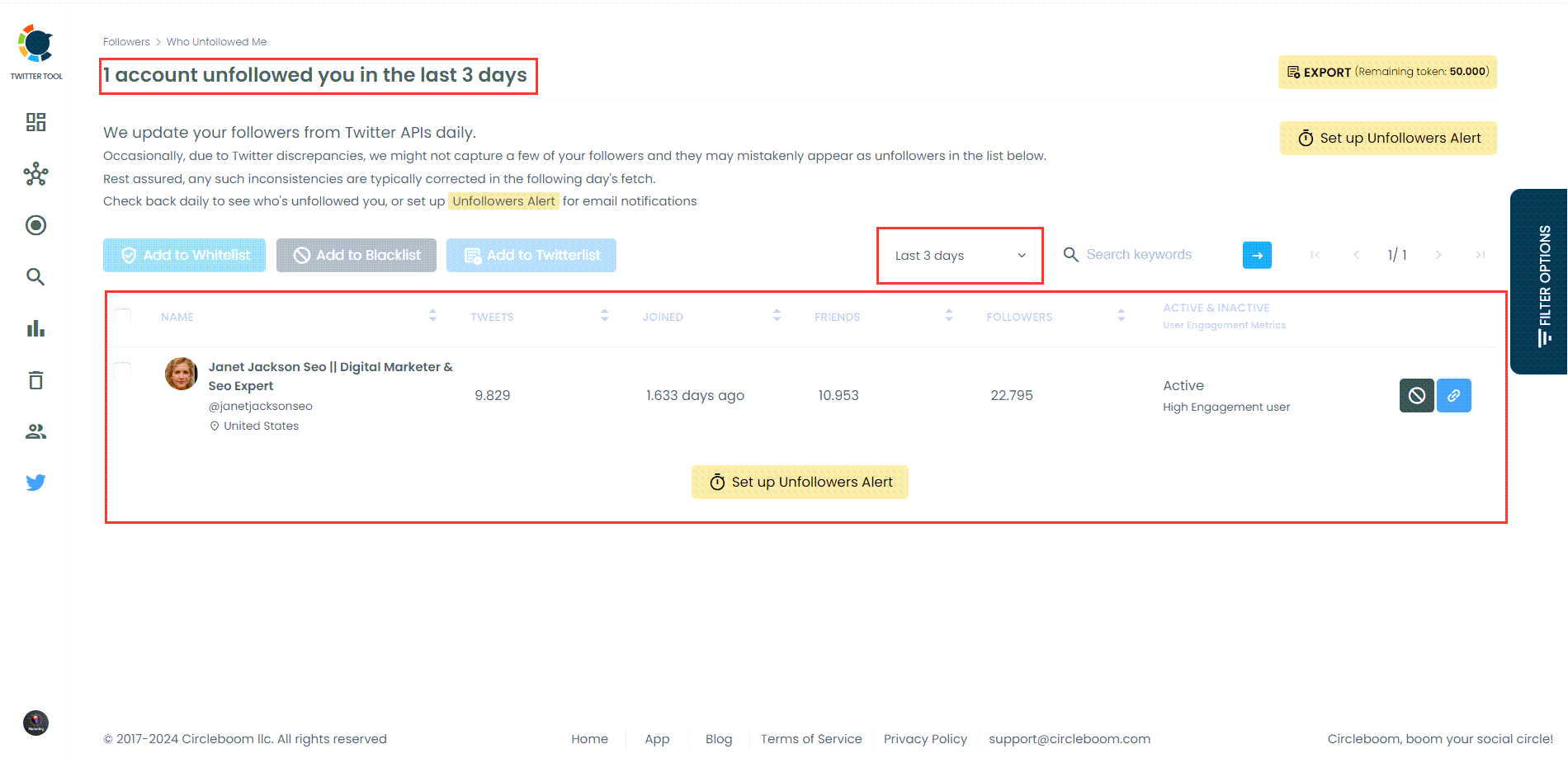 Who recently unfollowed me on Twitter in the last 3 days