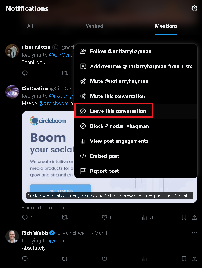 Can you delete a tweet you are mentioned in?