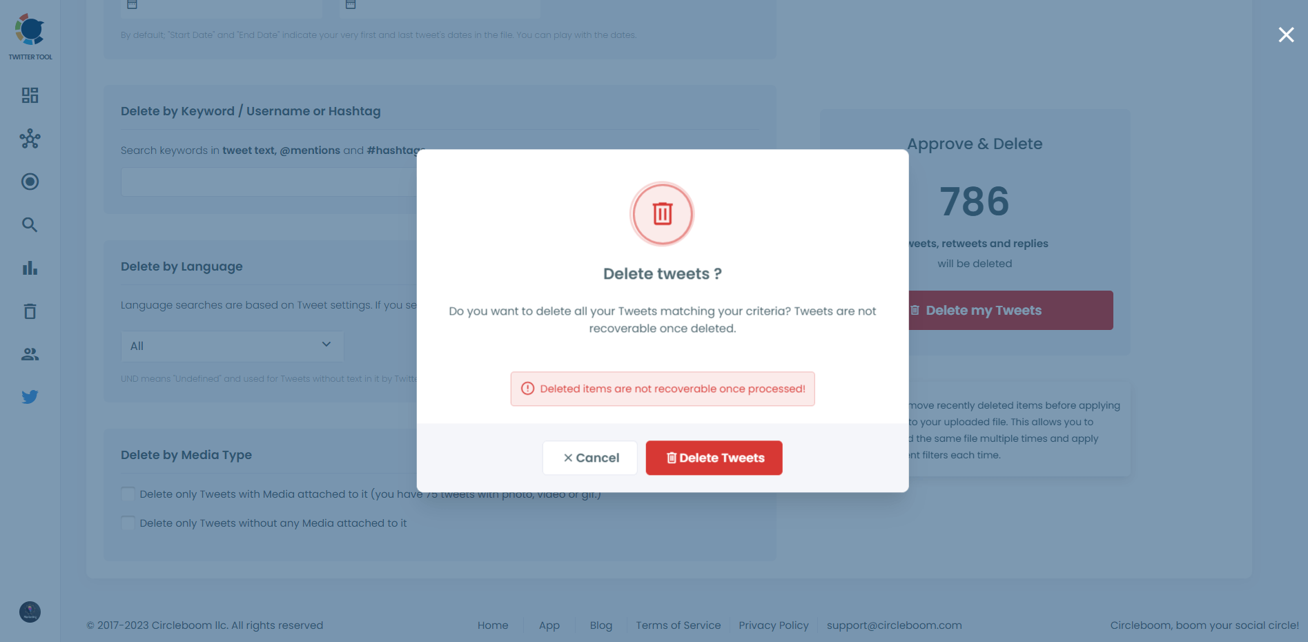 Deleting your Twitter mentions is irreversable.