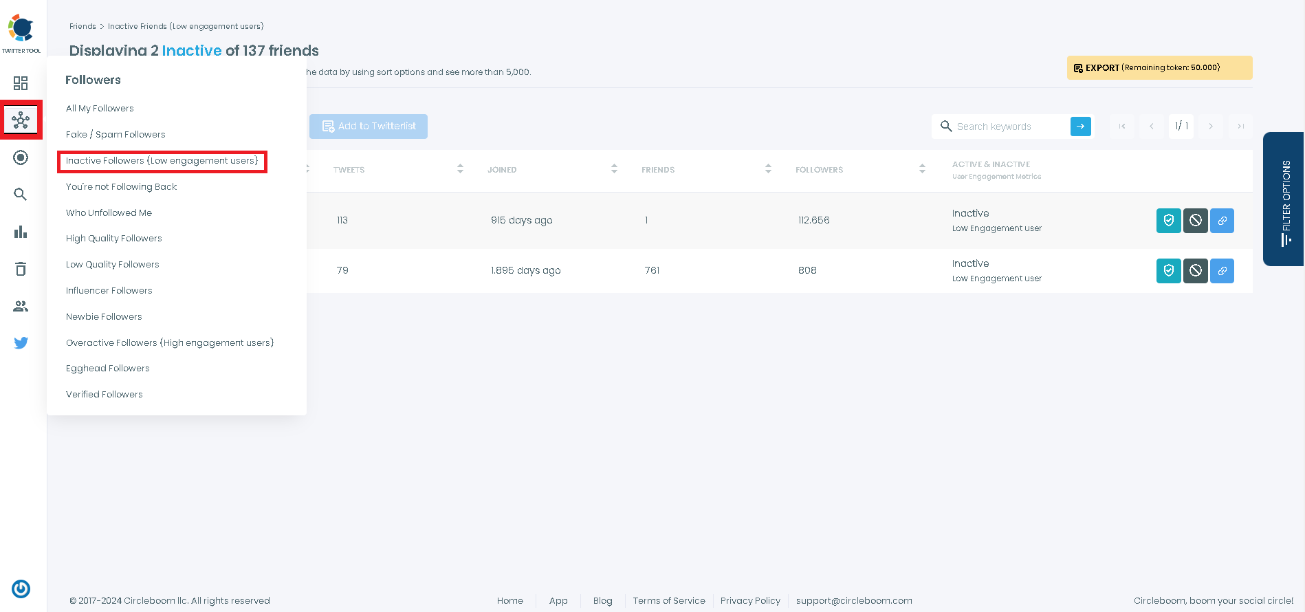 Select "Inactive" from the drop-down menu