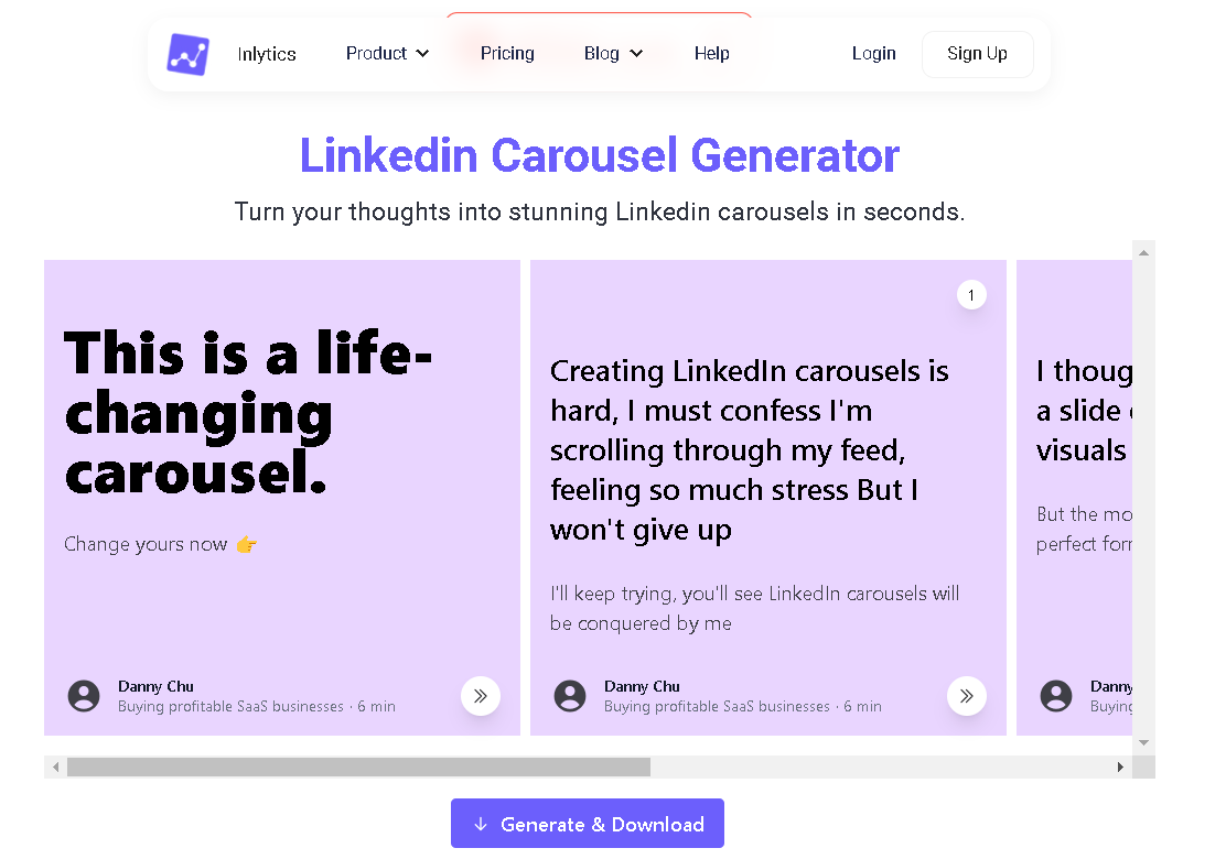LinkedIn carousel generator of Inlytics