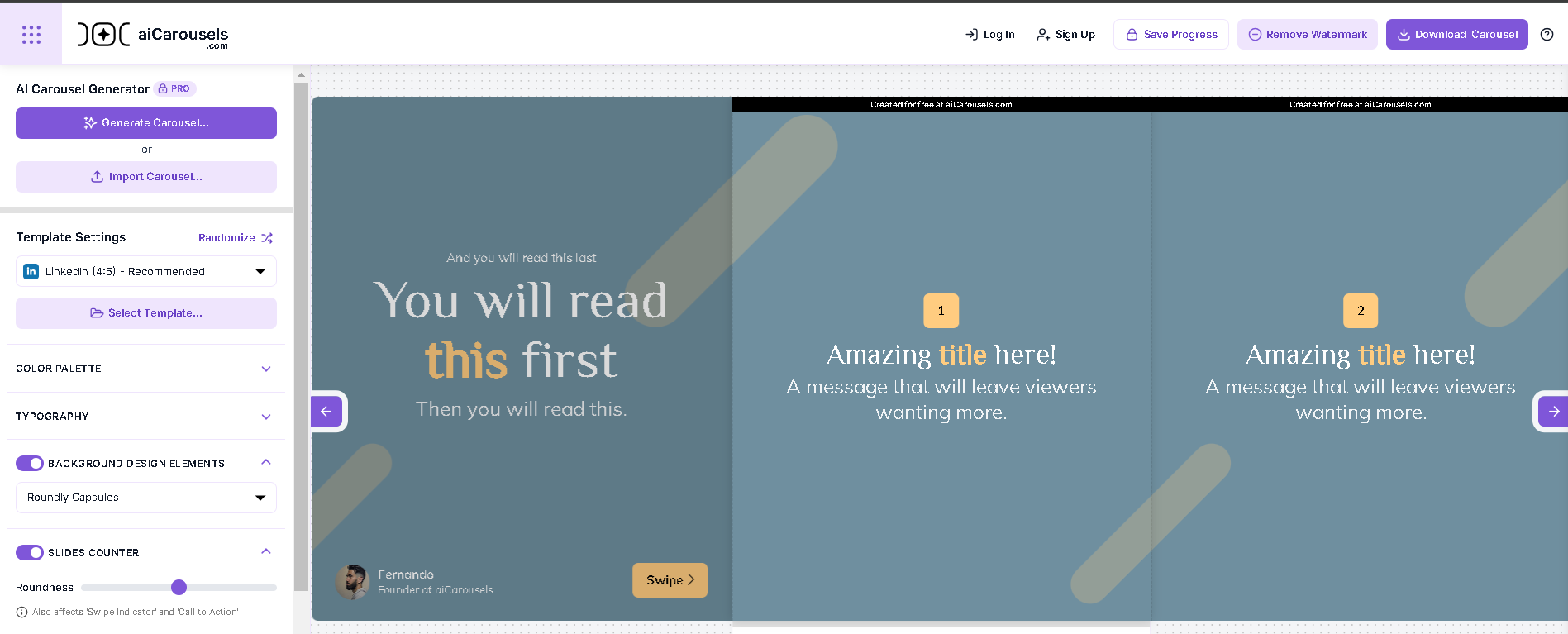LinkedIn carousel generator of aiCarousels