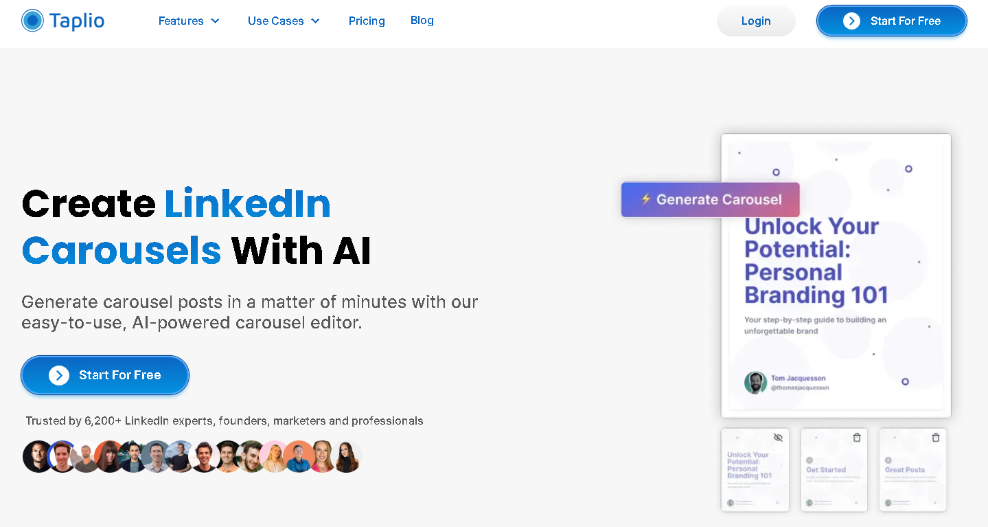 Taplio's LinkedIn carousel generator