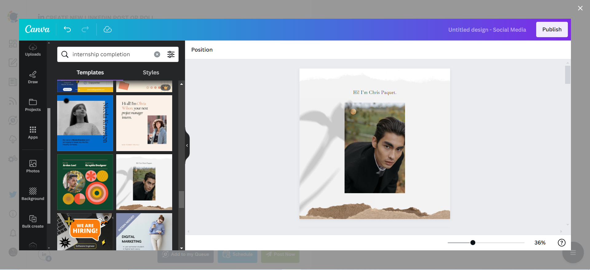 Auto-tailored Canva templates
