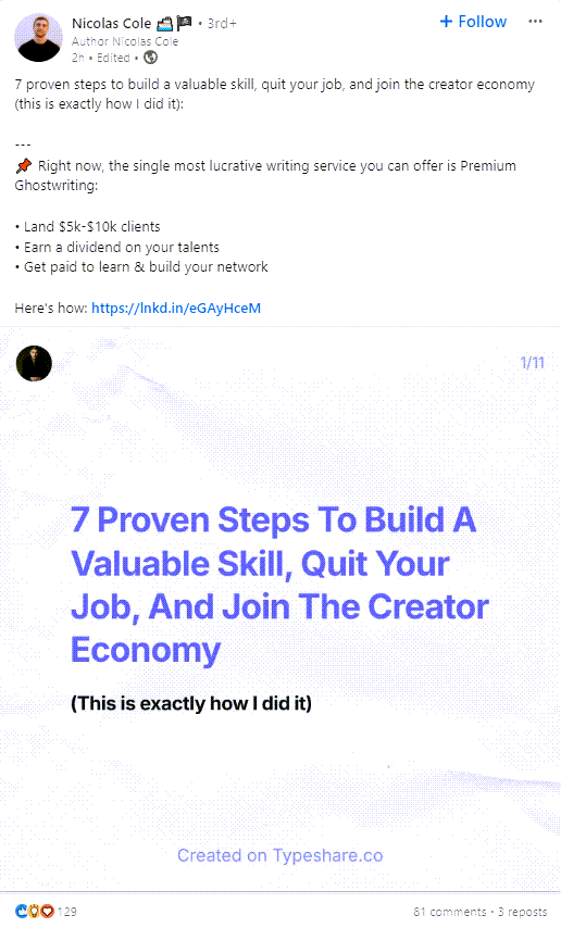 Real-time LinkedIn Carousel Post Example