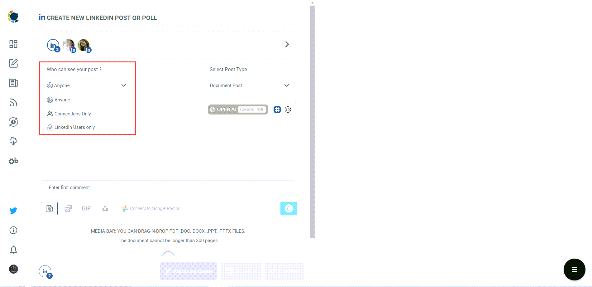 Adjust the visibility of your LinkedIn carousel post