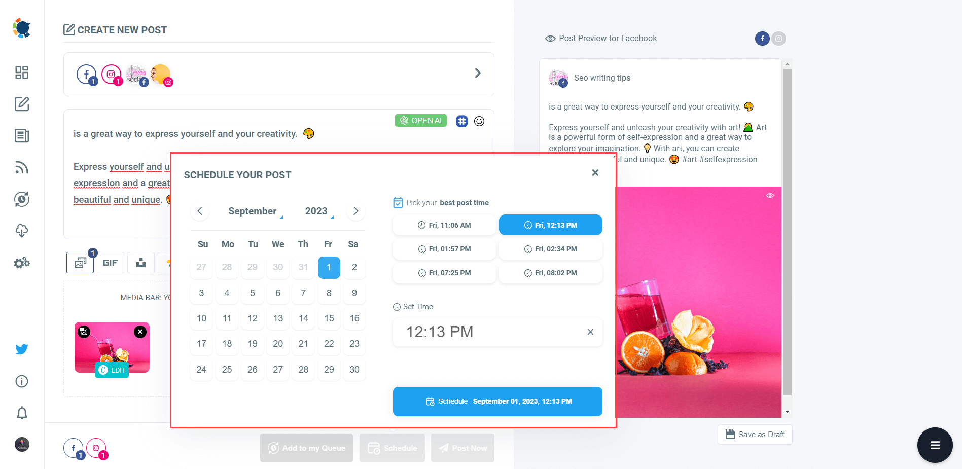 Instagram best time scheduler