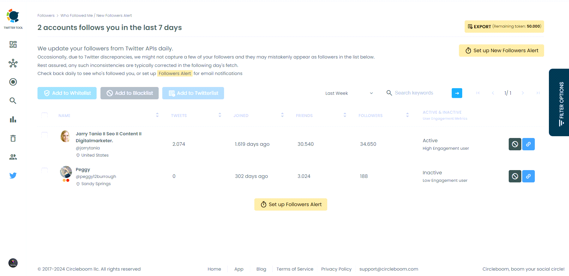 Set up Followers Alert