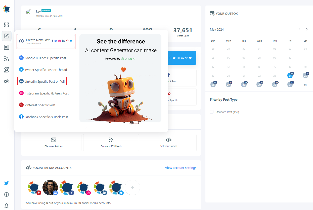 With Circleboom Publish's LinkedIn Scheduling Tool, you can schedule posts for a future date and time.