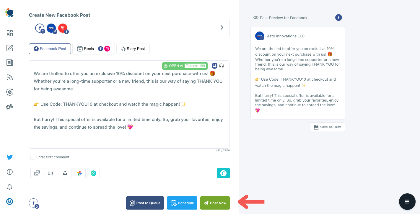 You can prepare your post and decide what to do. 