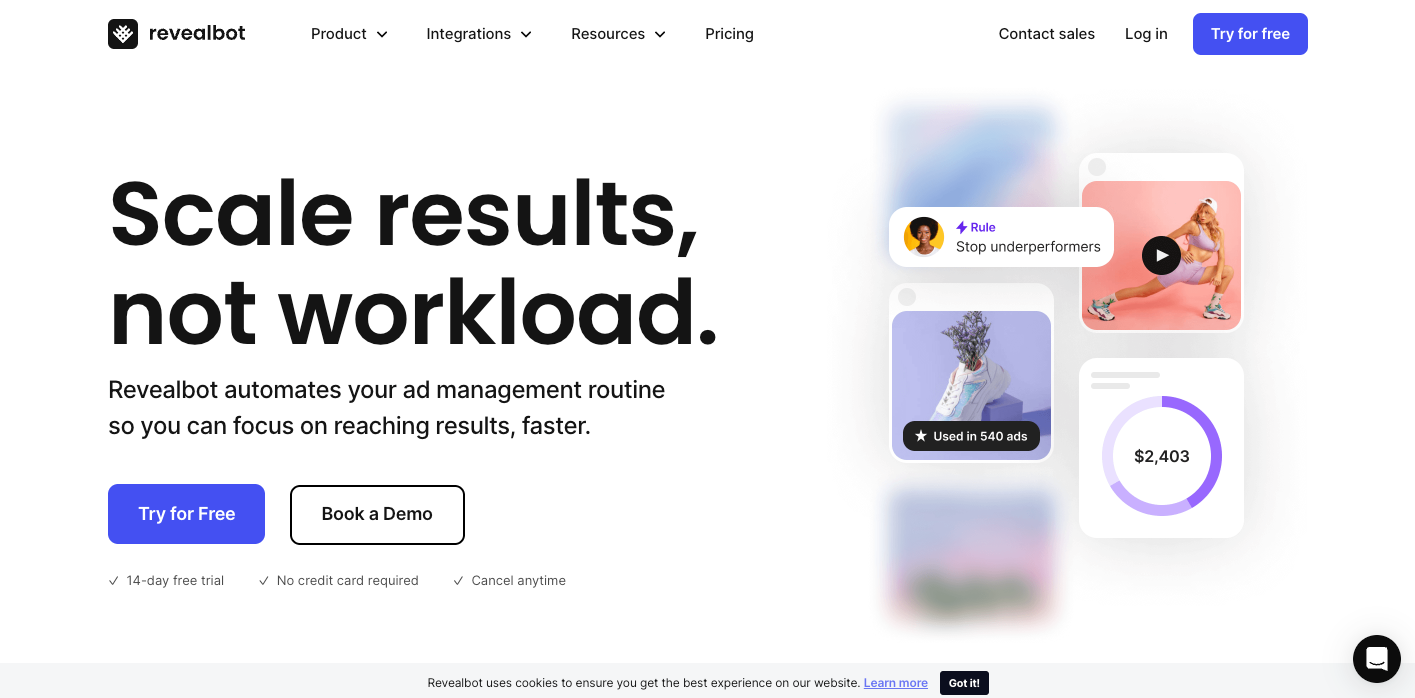 Revealbot automates your Facebook ad management, making optimization effortless.