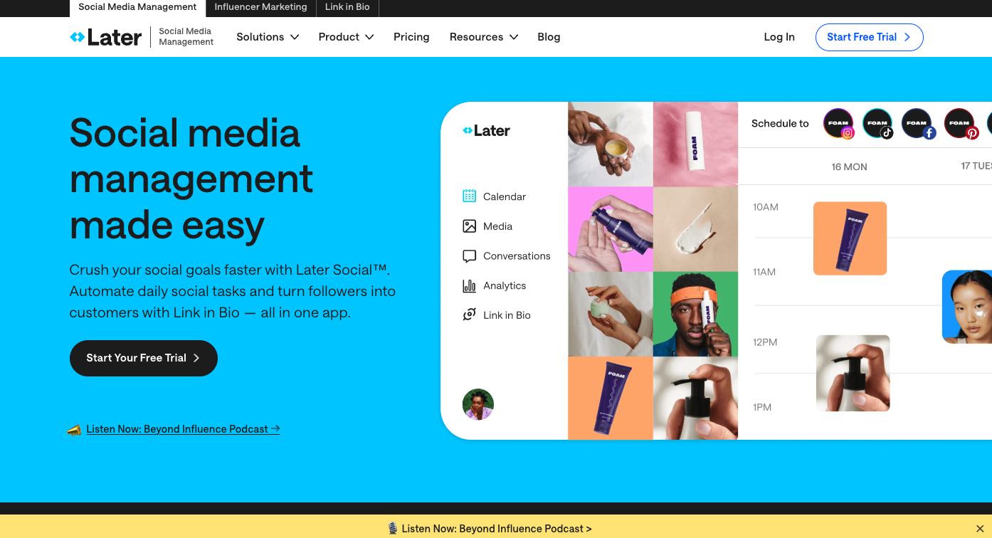 Later’s drag-and-drop calendar is perfect for planning and scheduling your Facebook posts.