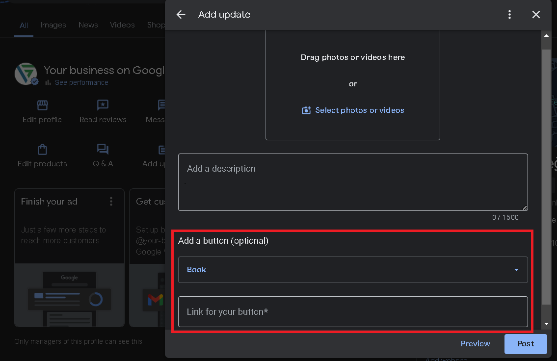 Add "Book" buttons to your GMB updates.