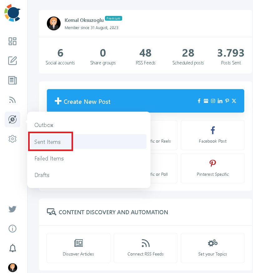 Visit your sent items to repost your posts.