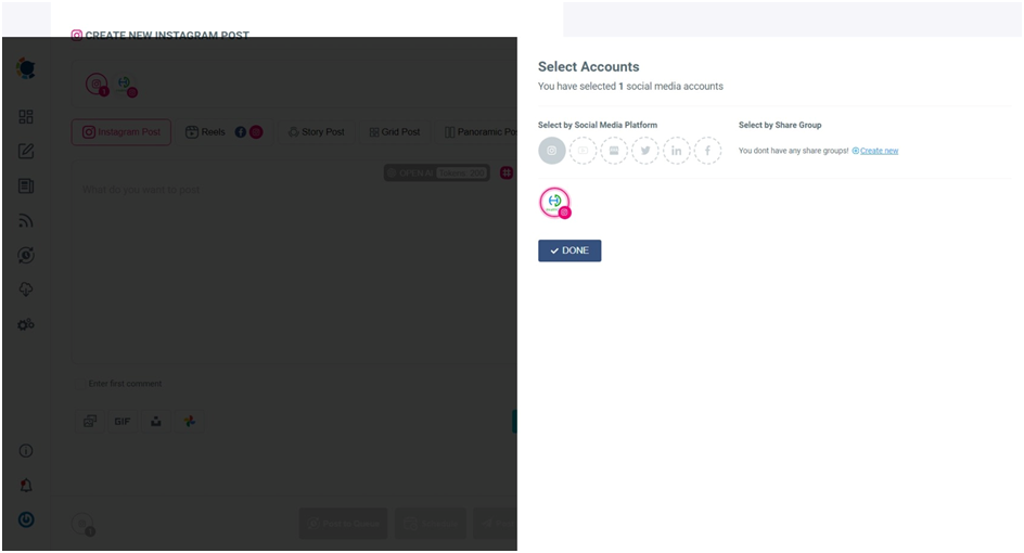 Select your Instagram