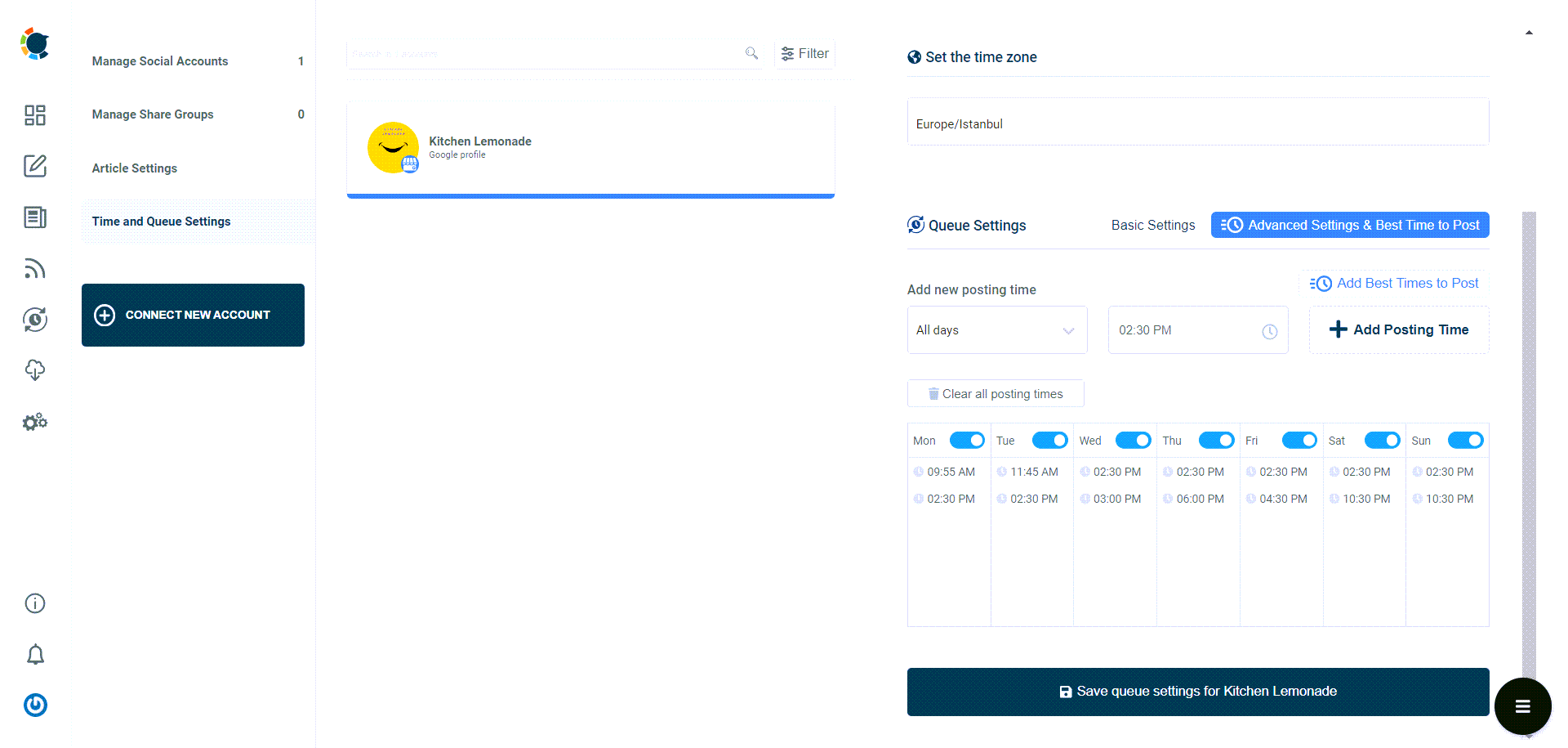 Google Business Queue Settings