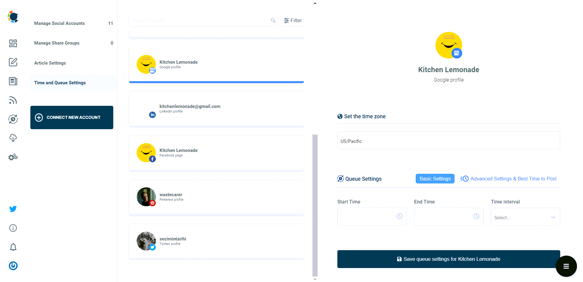 Queue settings on Circleboom dashboard
