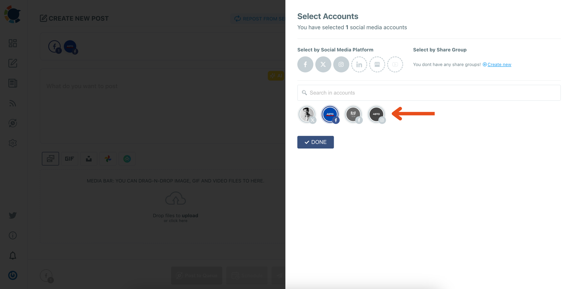 Post to multiple accounts