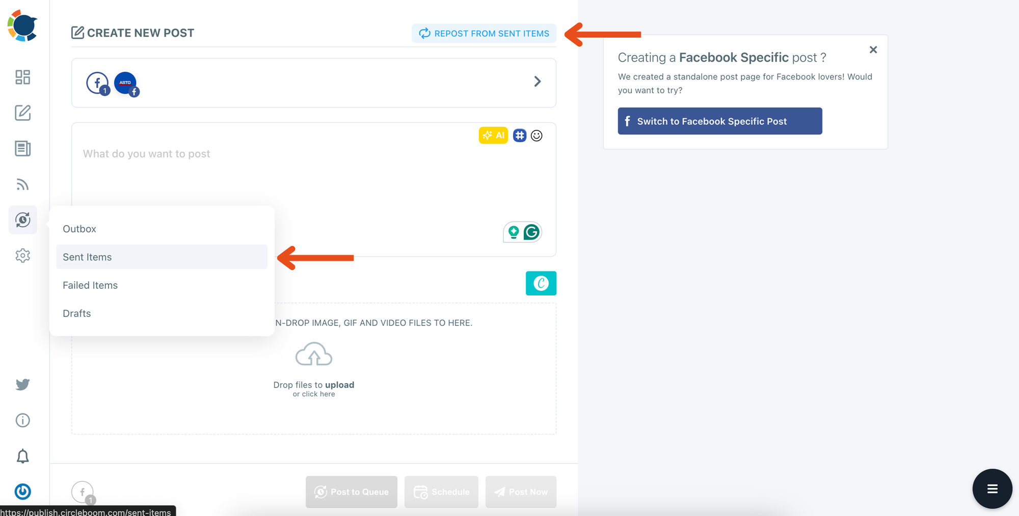 Repost from "Sent Items"