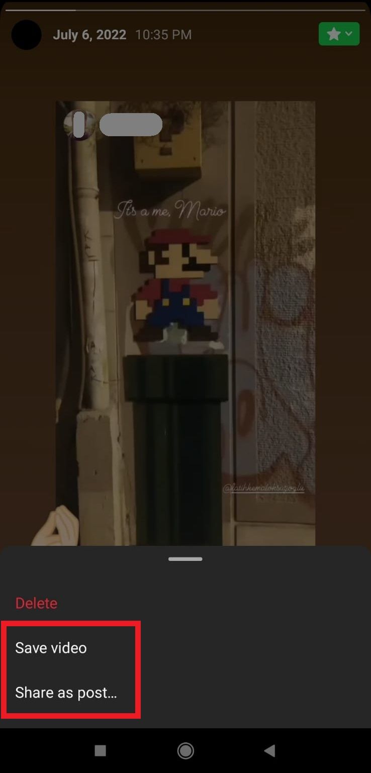 Save video or share as post