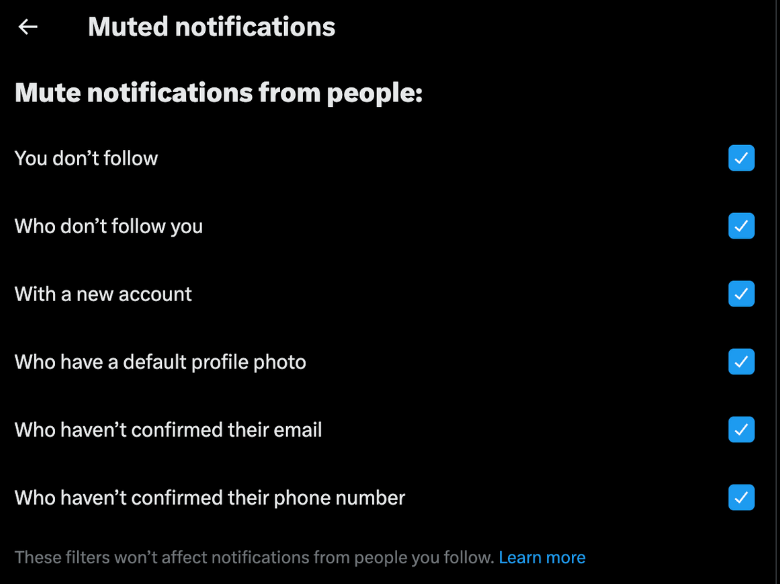 Muted Notifications