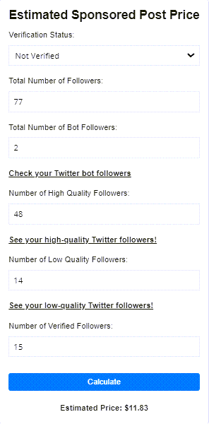 Sponsored Post Price (Estimation)