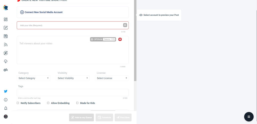 Fill in the necessary areas for your gym YouTube Shorts