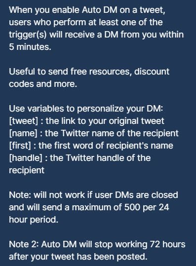 Specifics about automated DMs