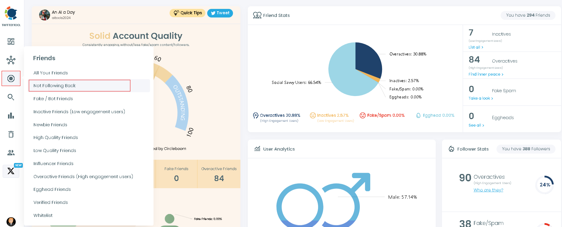 Detect non followers on Twitter to bulk unfollow them