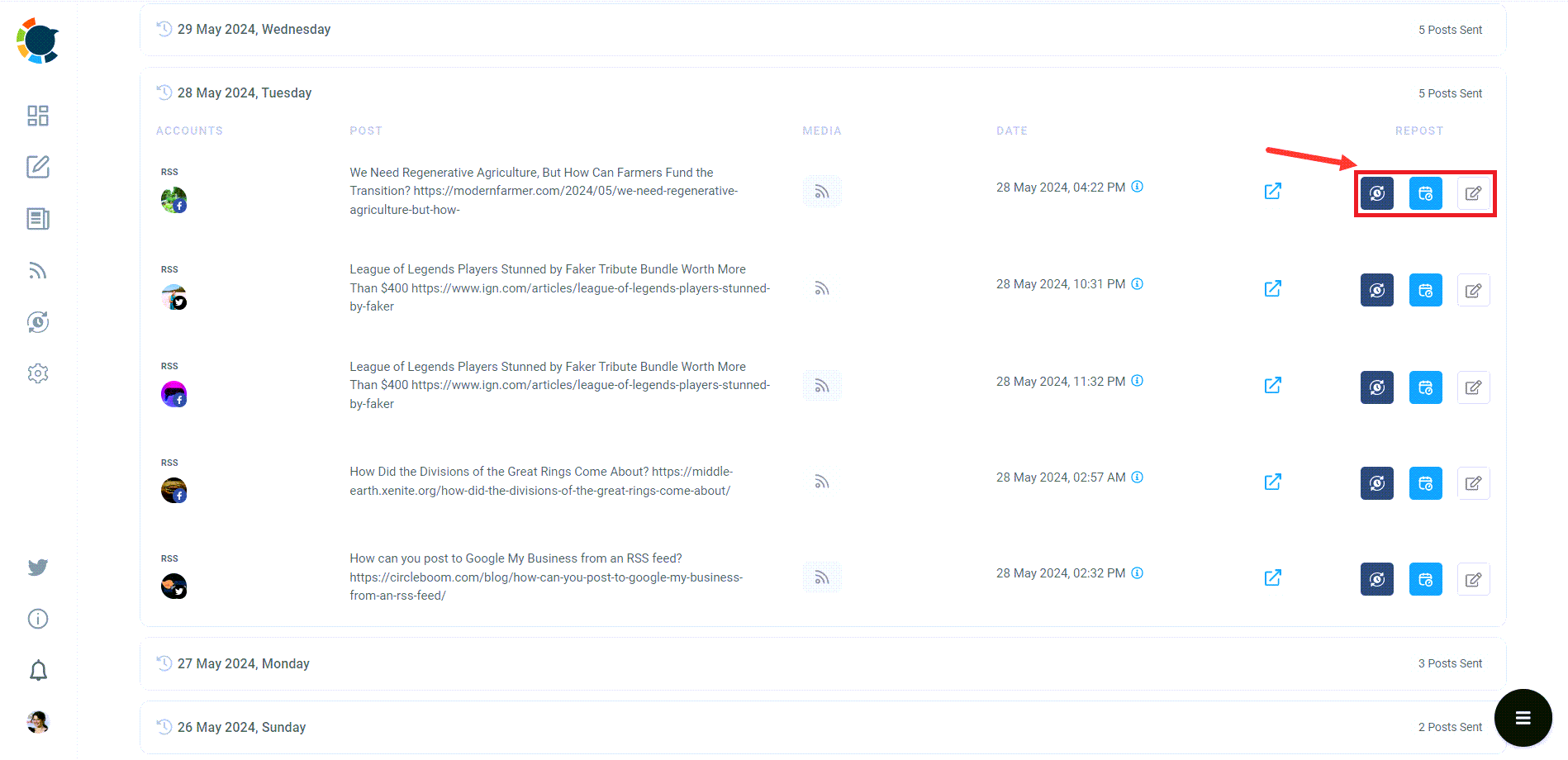 Share Instagram posts on Threads via reposting feature of Circleboom Publish