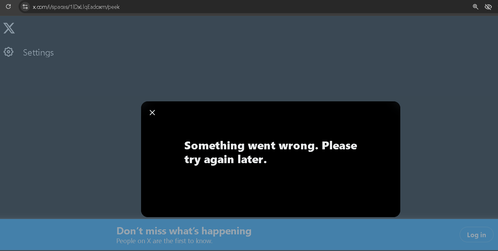 You can't directly listen to Twitter Spaces without an account