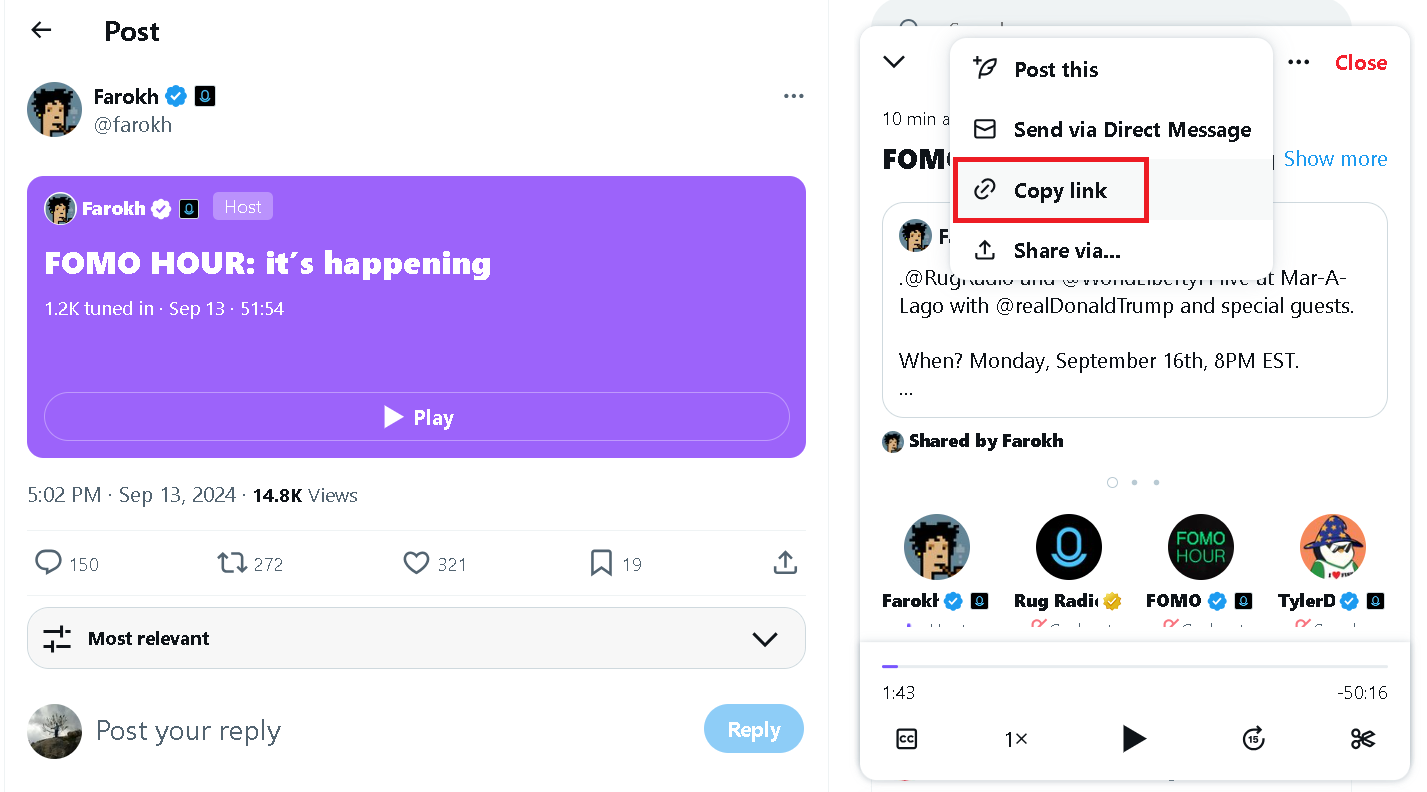 Get the Twitter Spaces link to listen to it anonymously