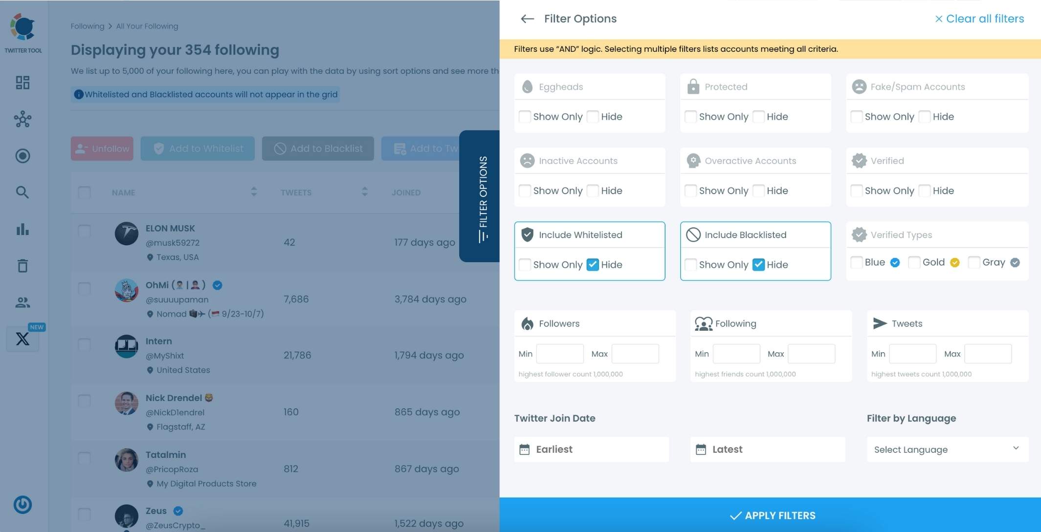 Filter your Twitter friends